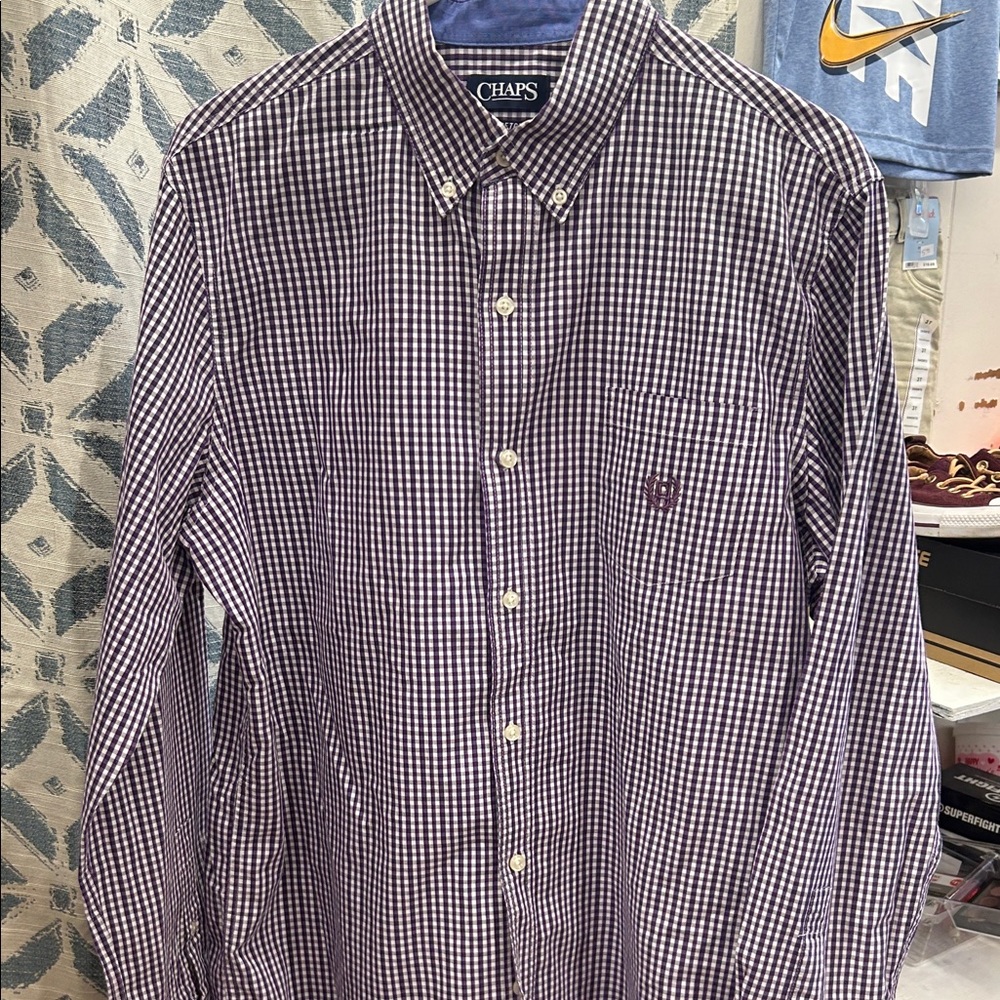 Chaps Men's Dark Purple Gingham Shirt
